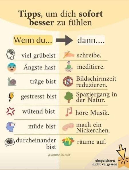 Tipps um dich besser zu fühlen